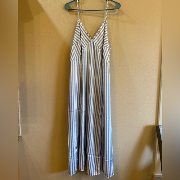h and m blue and white striped dress 9-10Y Light Blue & White Striped Dress with Open Back Detail main image 1